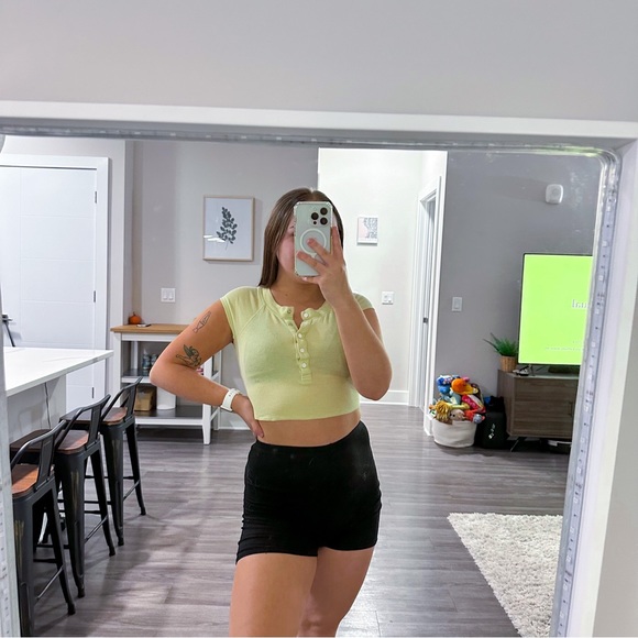 Urban Outfitters Tops - 3/$20⚡️ Yellow Henley Button Up Out from Under Urban Outfitters Crop Top
